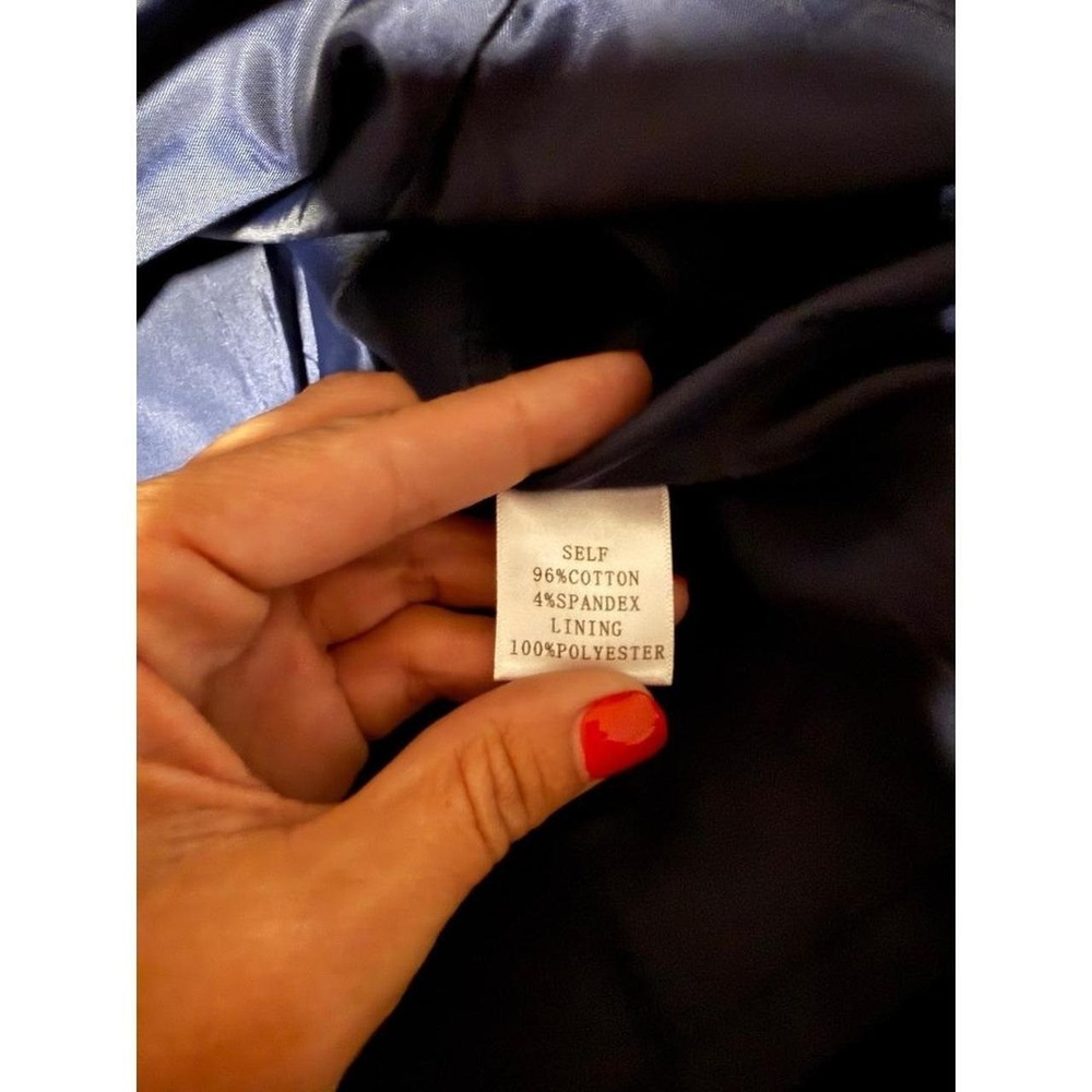 Tulip B Navy Blue Midi A-Line Corduroy Skirt with Button Detail - Picture 5 of 5
